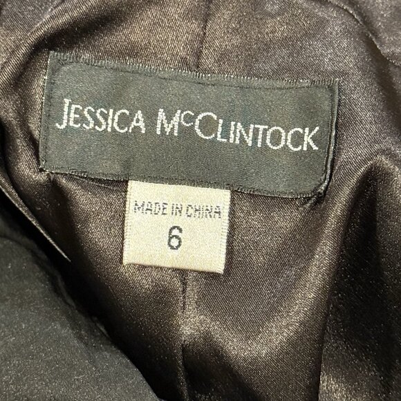 Y2K Jessica McClintock Babydoll Black Lace Illusion Mini Womens Dress Size 6 - Picture 9 of 13